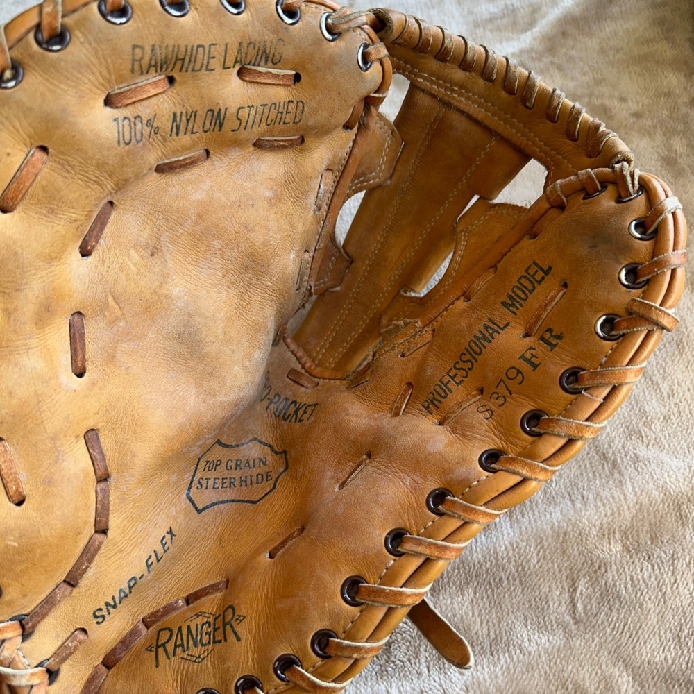 Ranger Baseball Glove‎ Mens L Brown Steerhide Leather S379FR Pro Model Excellent